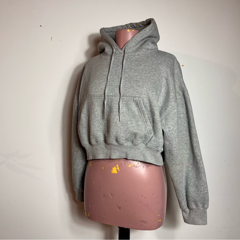 Cropped Gray Women's Hoodie Sweater